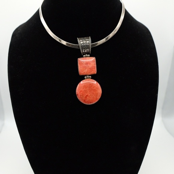 Vintage Sterling Silver Large Coral Pendant BOHEMIAN INSPIRED 🙌🏻✨⏰💭🤝⌛️ - Picture 5 of 16